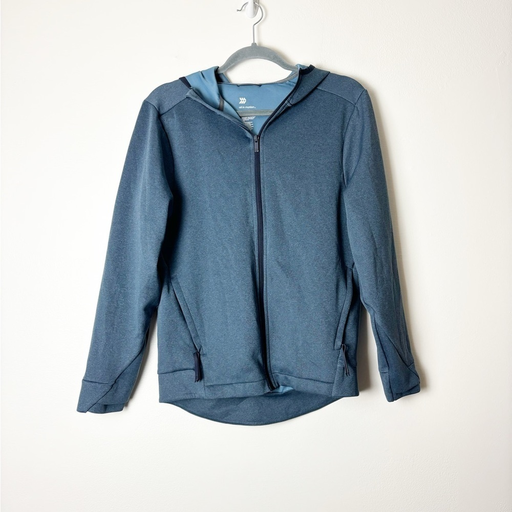 ALL IN MOTION • Men’s Blue Athletic Full Zip Hooded Jacket Size Small